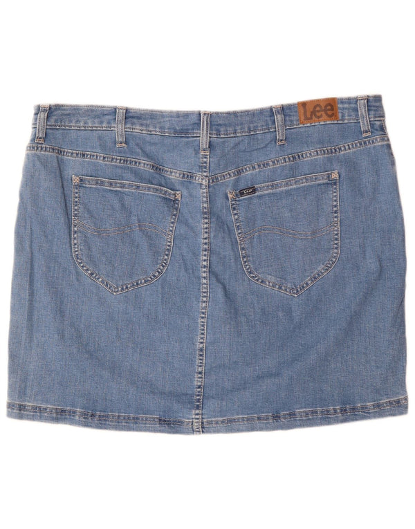 LEE Dame Regular Fit Midrise denimnederdel US 22 3XL W44 Blå Bomuld