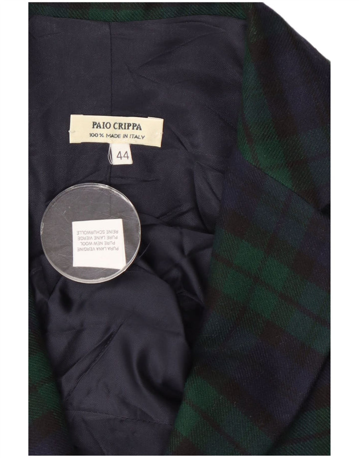 Paio Crippa Dame 2 Button Blazer Jacket IT 44 Medium Green Check New Wool