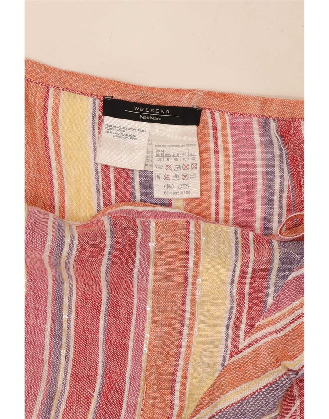 Max Mara Wrap-nederdel til kvinder UK 10 Small W27 Flerfarvet stribet linned