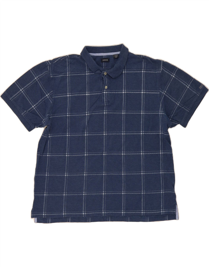 IZOD Mens Polo Shirt 2XL Navy Blue Check Cotton Vintage Izod and Second-Hand Izod from Messina Hembry 