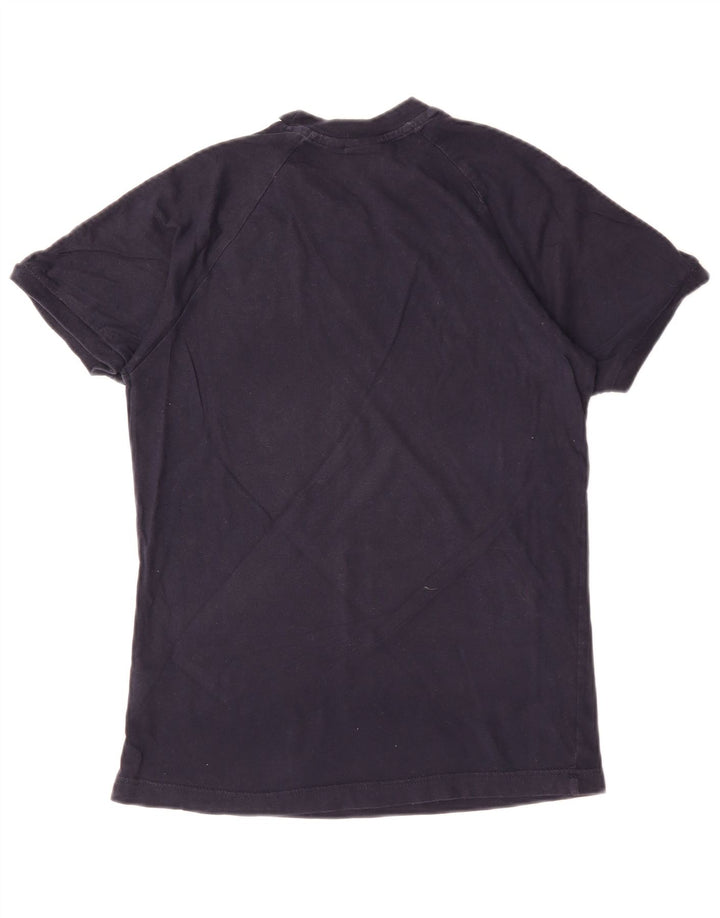 ADIDAS Grafisk T-shirt top til kvinder UK 10 Lille marineblå bomuld