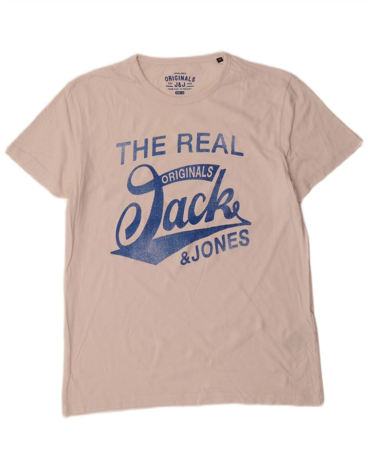 Jack & Jones Herre grafisk T-shirt Top Medium Hvid Bomuld