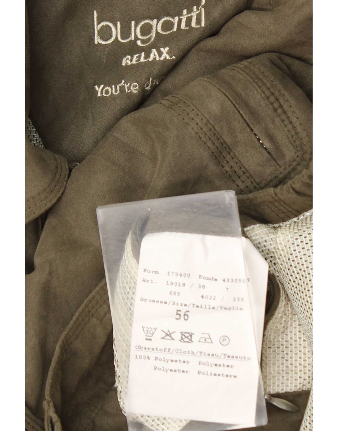 Bugatti Herre Bomberjakke IT 56 3XL Khaki Polyester
