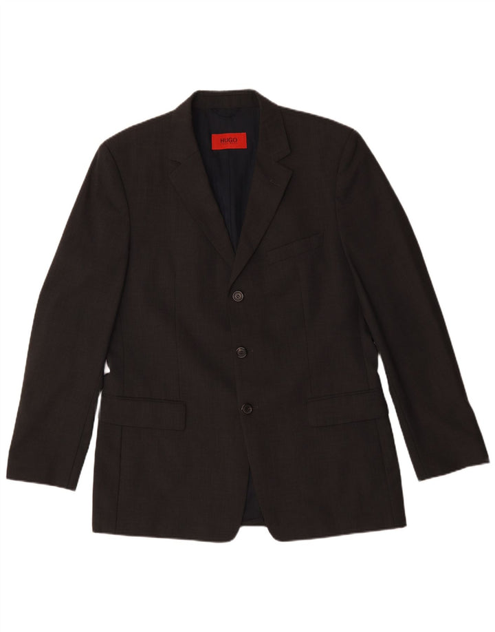 Hugo Boss Herre 3 Button Blazer Jacket UK 50 Large Black Wool