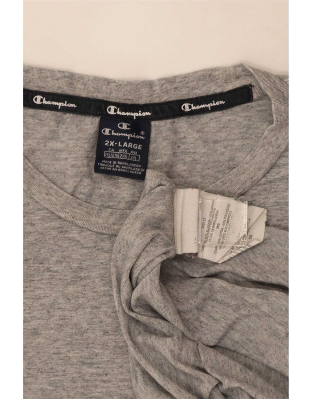 Champion Herre T-Shirt Top 2XL Grå Flecked Bomuld