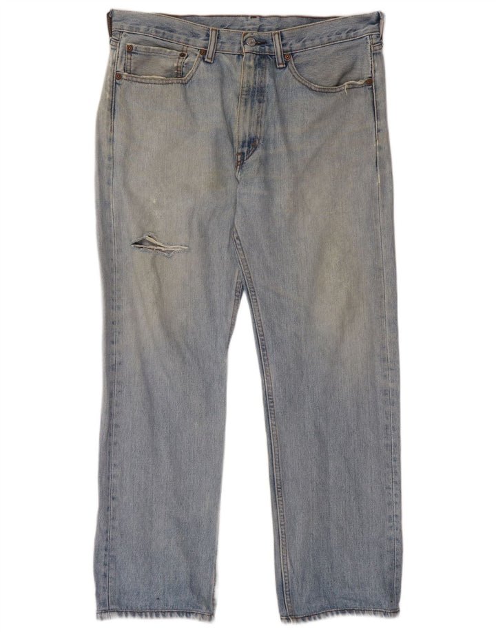 Levi's Herre 505 Distressed Straight Jeans W34 L28 Blå Bomuld