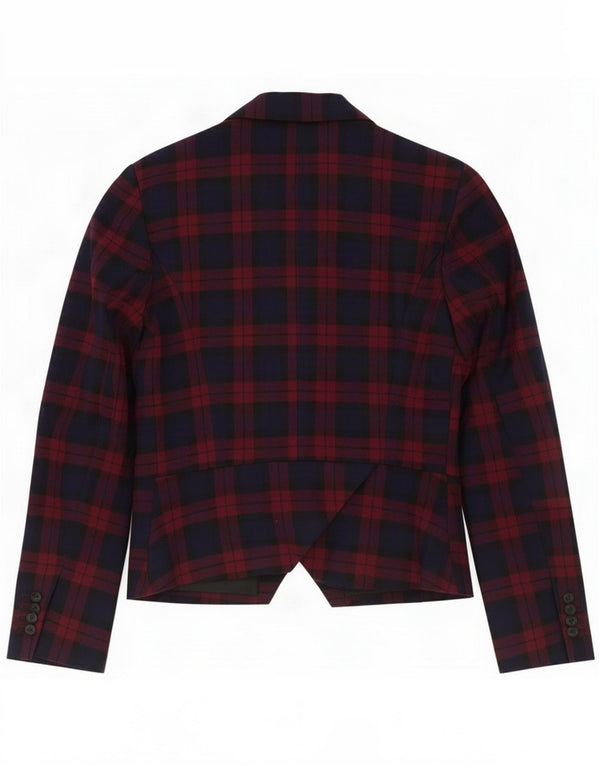 Zara Dame 2-knaps blazerjakke UK 6 XS Navy Blue Check