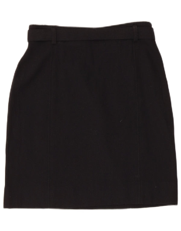 Vintage Womens Straight Skirt IT 42 Medium W26 Black Wool