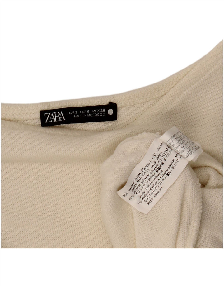 Zara Dame Oversized Asymmetrisk Top Langærmet UK 10 Small Off White
