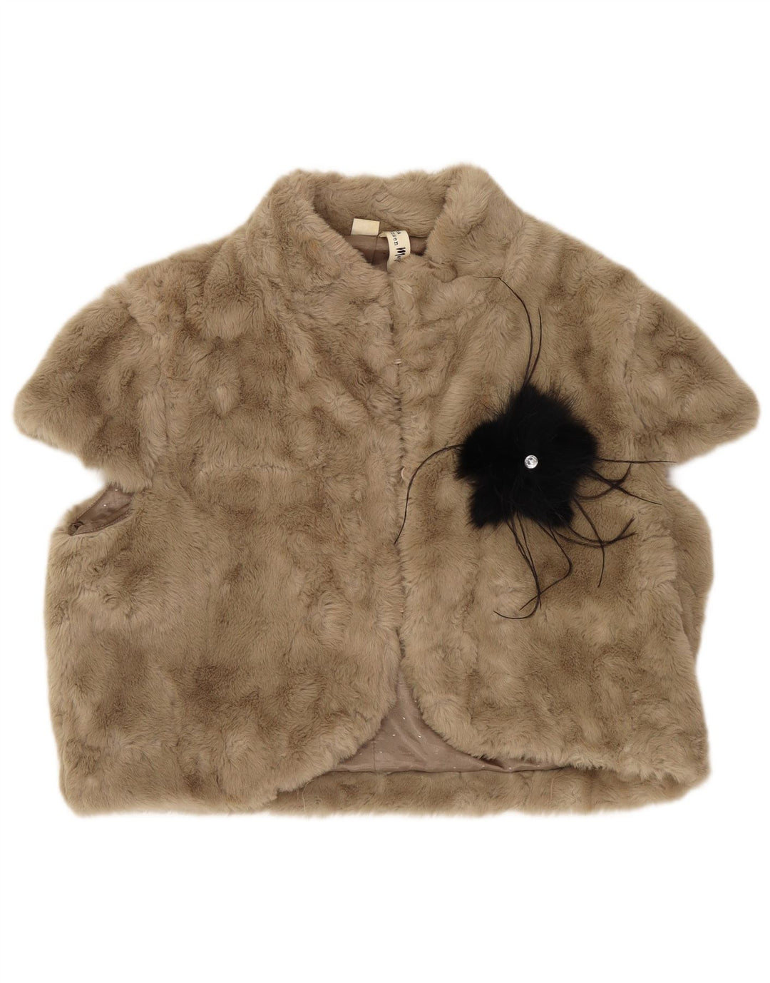 Monsoon Womens Faux Fur Gilet UK 14 Large Brown Floral Polyester