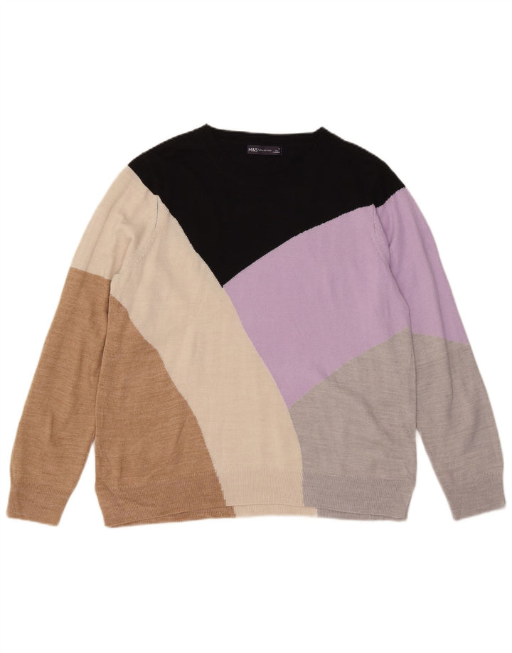 Marks & Spencer Dame Boat Neck Jumper Sweater UK 16 Large Multicolor