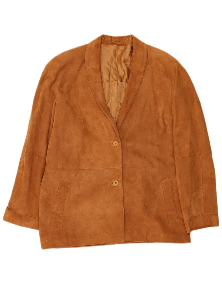 Vintage Dame 2-knaps Ruskind Blazer Jacket IT 44 Medium Brun