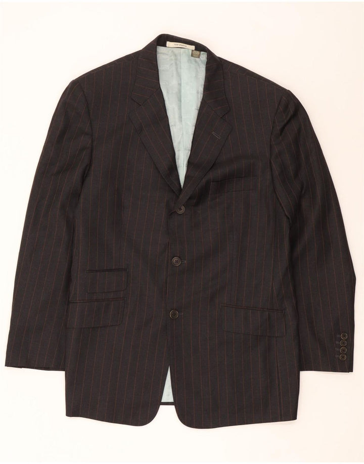 Ted Baker Herre 3-knaps blazerjakke EU 42 XL Gråstribet uld