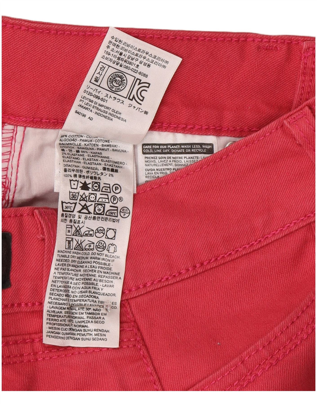 Levi's Dame Capri Jeans US 4 Small W27 L20 Pink Bomuld