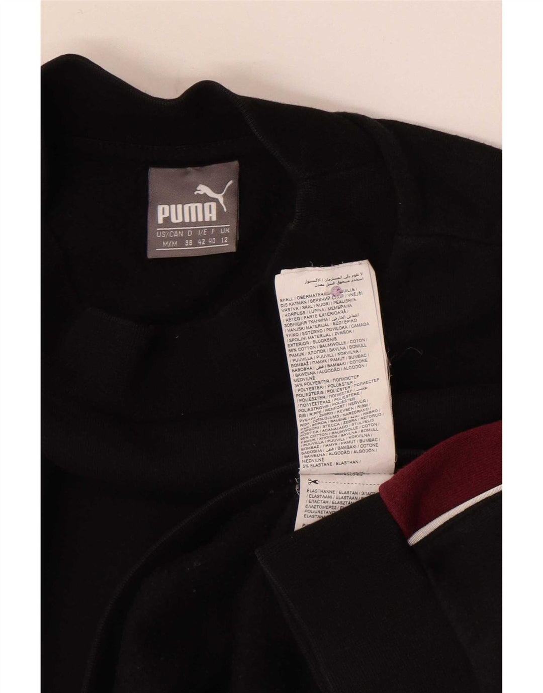 Puma Dame Sweatshirt Jumper UK 12 Medium Sort Colourblock Bomuld