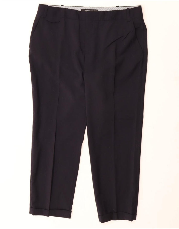ZARA Dame Slim Suit Bukser XL W32 L26 Marineblå Uld