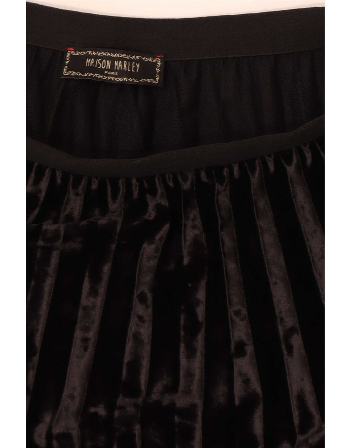 Vintage Kvinders Velvet Plisseret Nederdel W28 Medium Sort