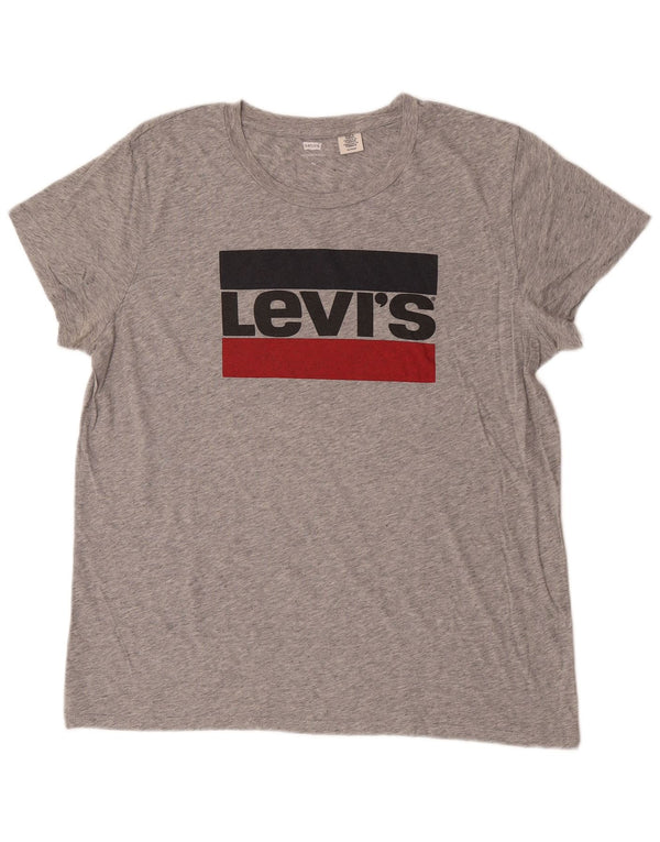 Levi's Grafisk T-shirt top til kvinder UK 18 XL Grå Flecked
