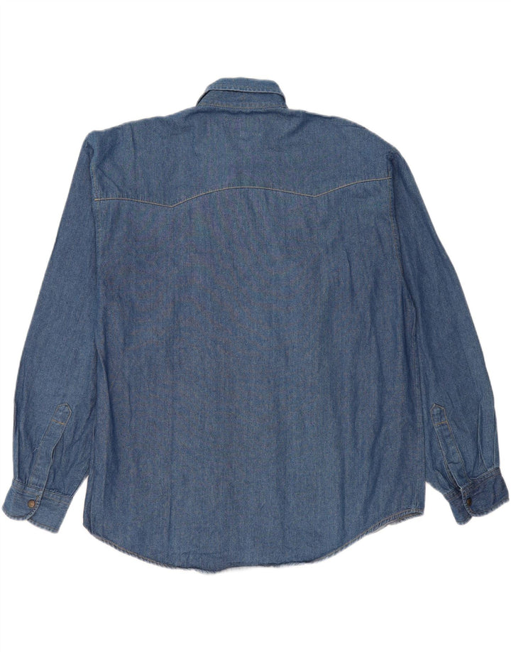 Vintage denimskjorte til mænd, stor blå bomuld