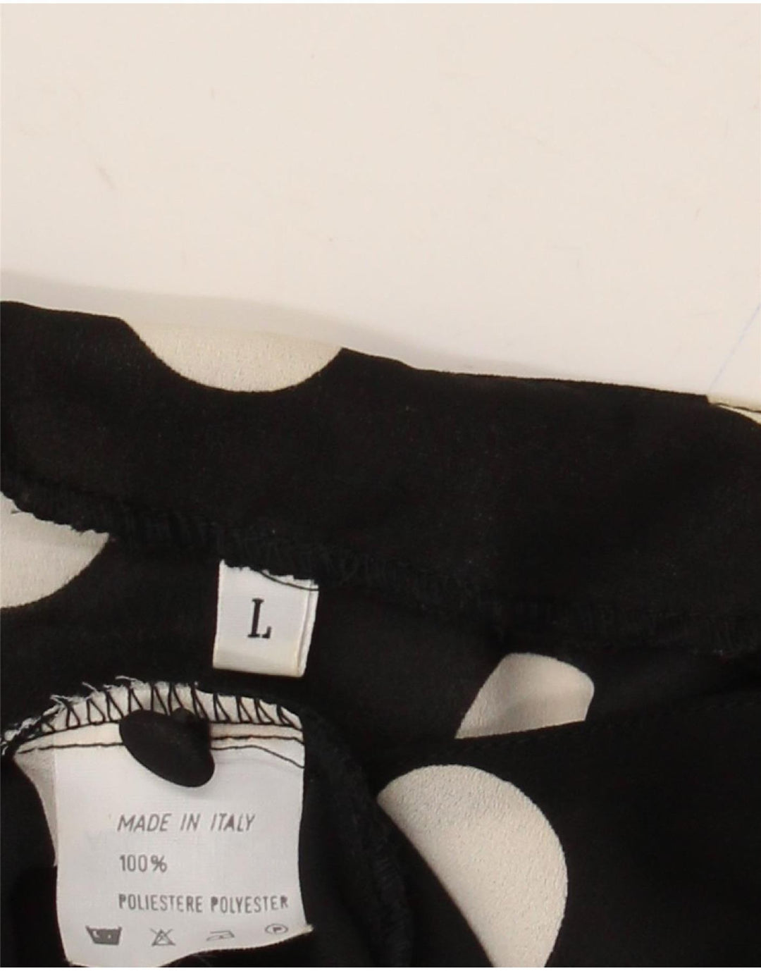 VINTAGE Kortærmet skjortebluse til kvinder UK 16 Stor sort polka Dot