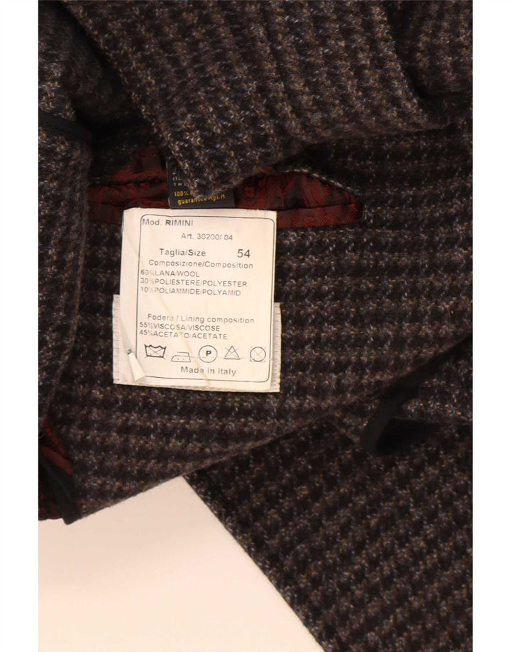 Vintage Herre Ærtefrakke IT 54 XL Grå Houndstooth Uld