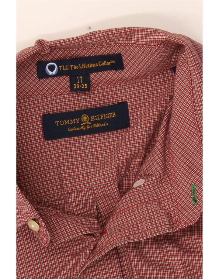 TOMMY HILFIGER Mens Shirt Size 17 XL Red Check Vintage Tommy Hilfiger and Second-Hand Tommy Hilfiger from Messina Hembry 