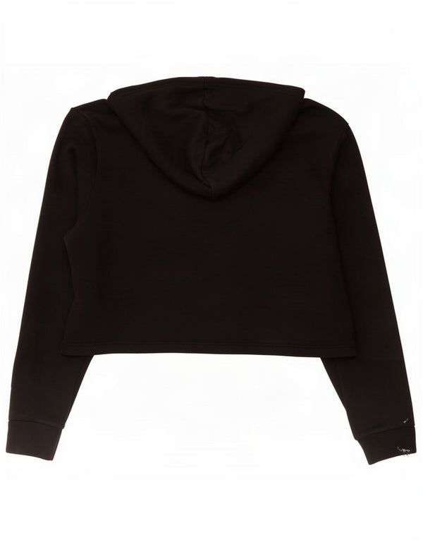 Adidas Dame Crop Oversized Hoodie Jumper UK 14 Medium Sort Bomuld