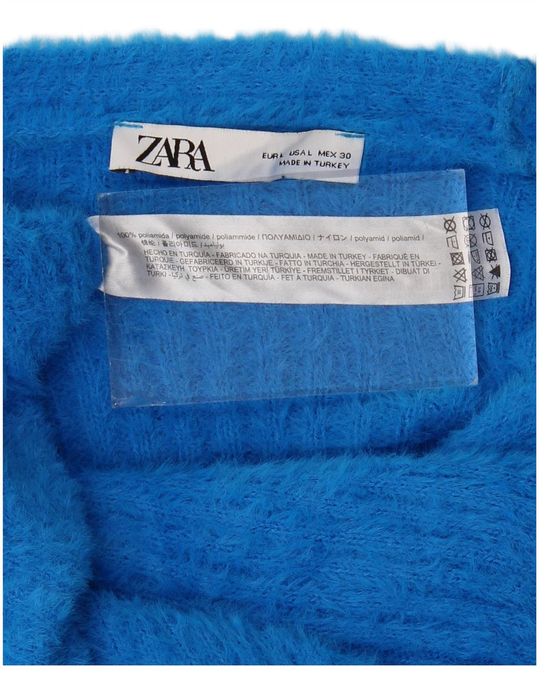 Zara Womens Crop Oversized cardigan sweater UK 16 Large Blue Polyamide