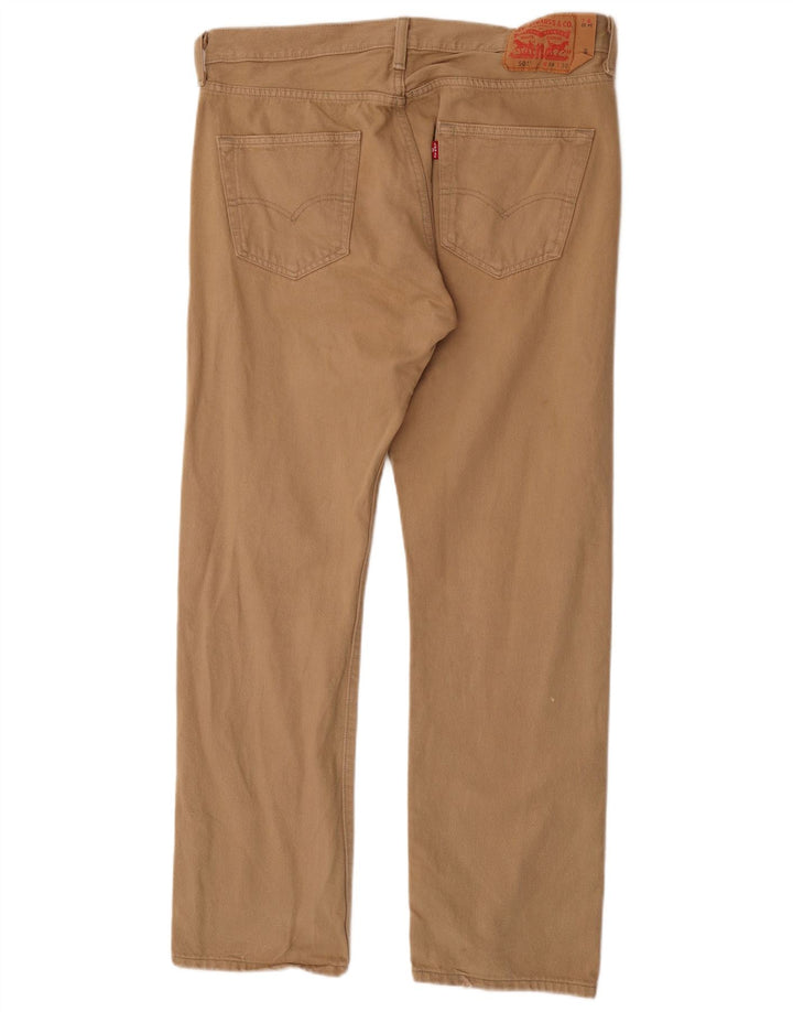 Levi's Herre 501 Stretch Straight Jeans W34 L30 Brun Bomuld