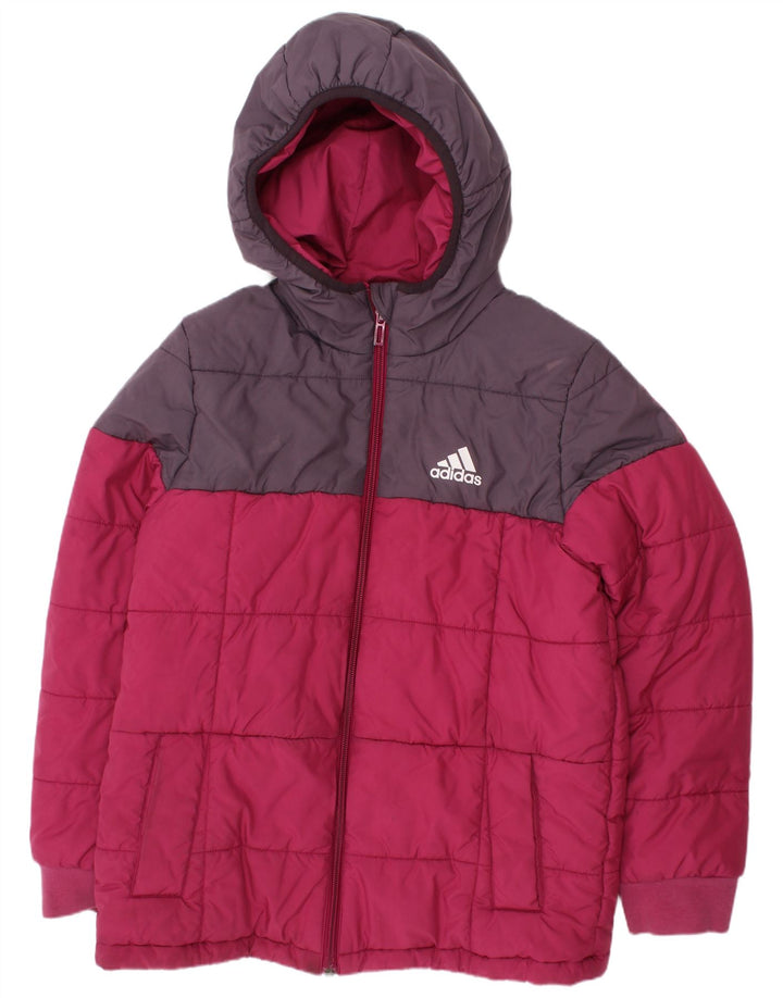 Adidas drenge hættepolstret jakke 9-10 år Pink Colourblock Polyester