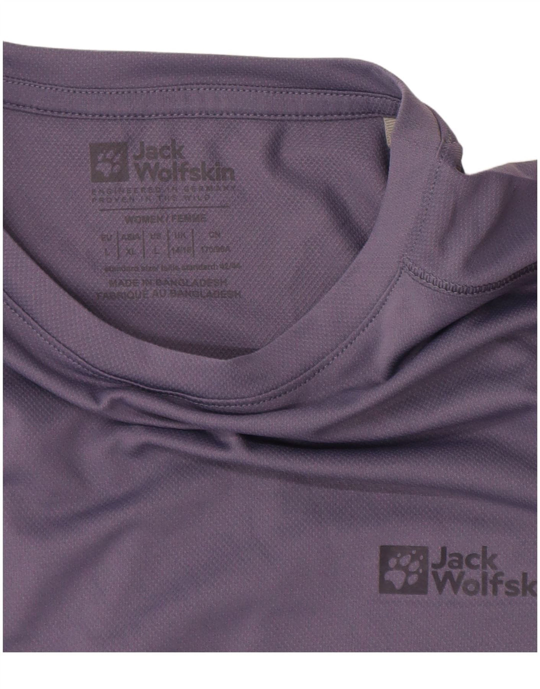 JACK WOLFSKIN T-shirt top til kvinder UK 14/16 Stor lilla polyester