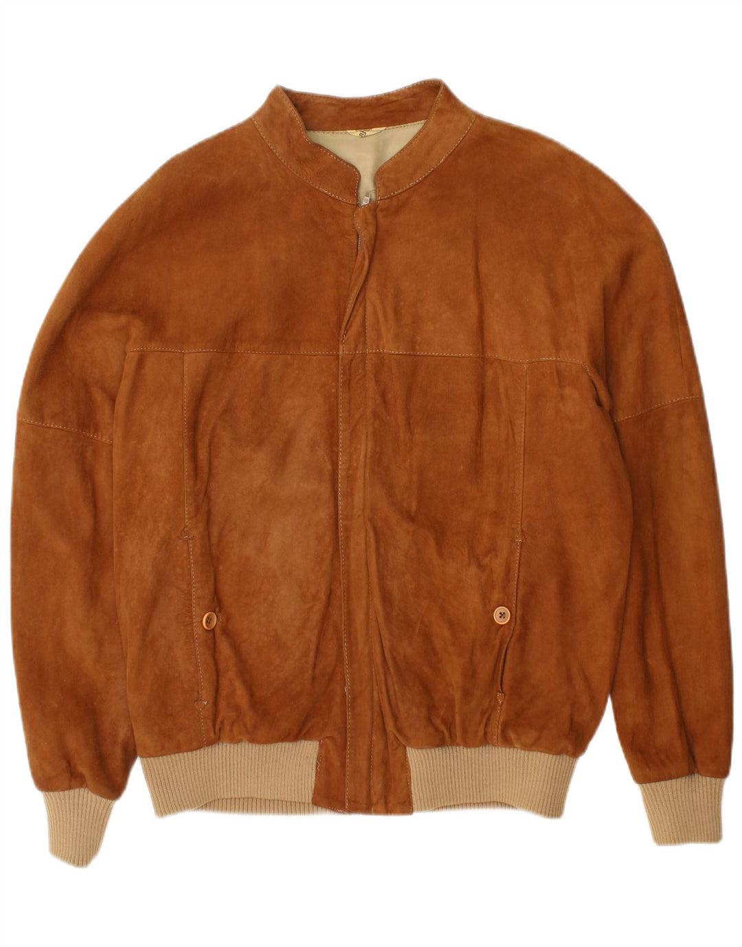 Vintage herre ruskind bomberjakke IT 52 XL brunt læder