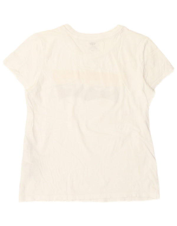 Levi's Dame Grafisk T-Shirt Top UK 14 Medium Hvid Bomuld