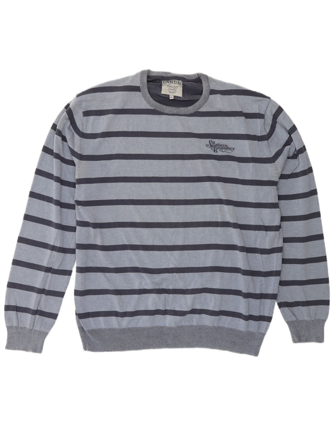 Canda Herre Crew Neck Jumper Sweater 2XL Blå Stribet