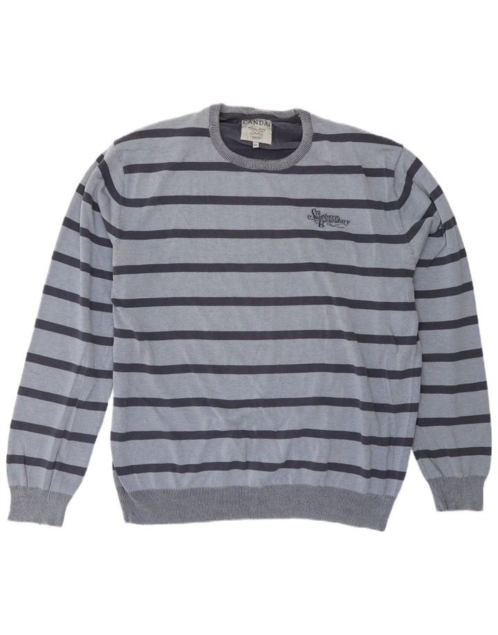 Canda Herre Crew Neck Jumper Sweater 2XL Blå Stribet