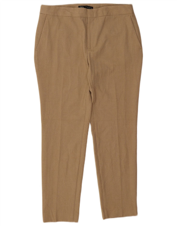 Zara Dame Slim Chino Bukser EU 40 Medium W30 L26 Beige Plettet