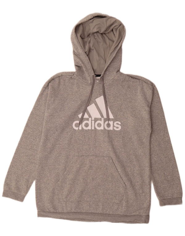 Adidas Dame Grafisk Oversized Hoodie Jumper UK 8/10 Small Grey Flecked