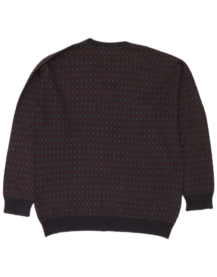 MONTECATINI Herre V-hals sweater Stor Flerfarvet Geometrisk