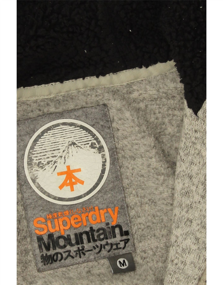 Superdry hættetrøje til kvinder med lynlås UK 14 Medium Grey Flecked Polyester