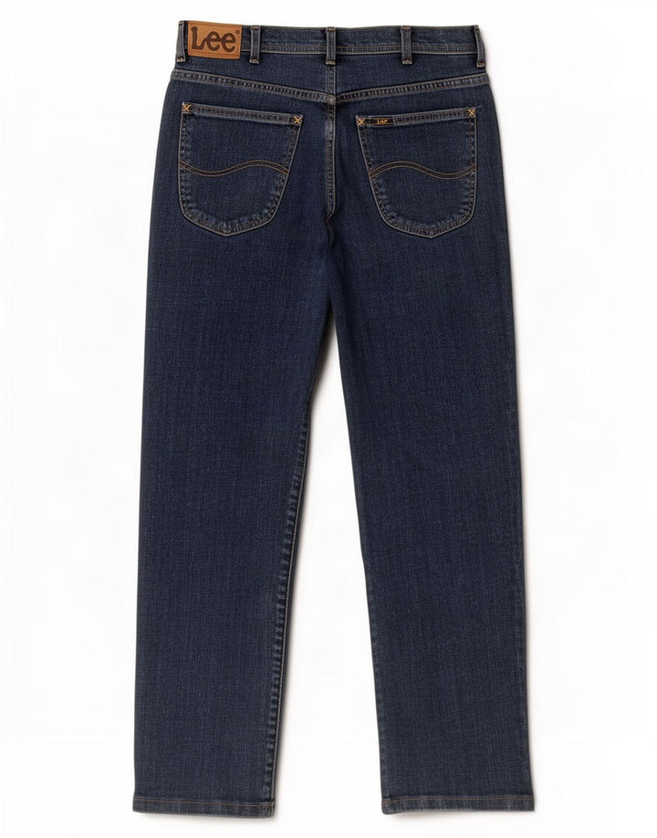 Lee Herre Brooklyn Straight Jeans W34 L30 Marineblå Bomuld