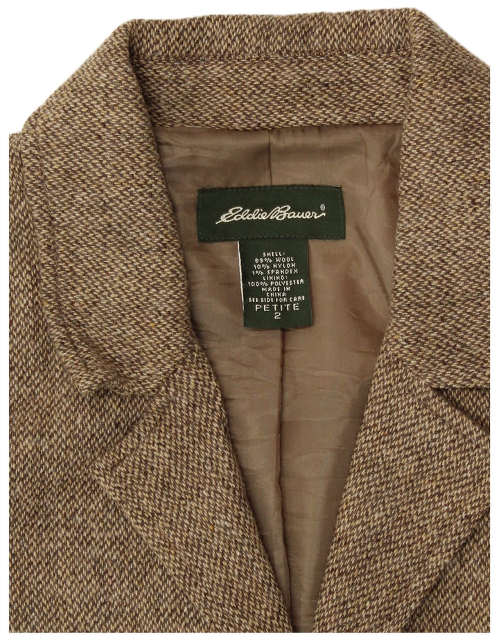 EDDIE BAUER Dame Petite 3-knaps blazerjakke US 2 XS Beige Flecked