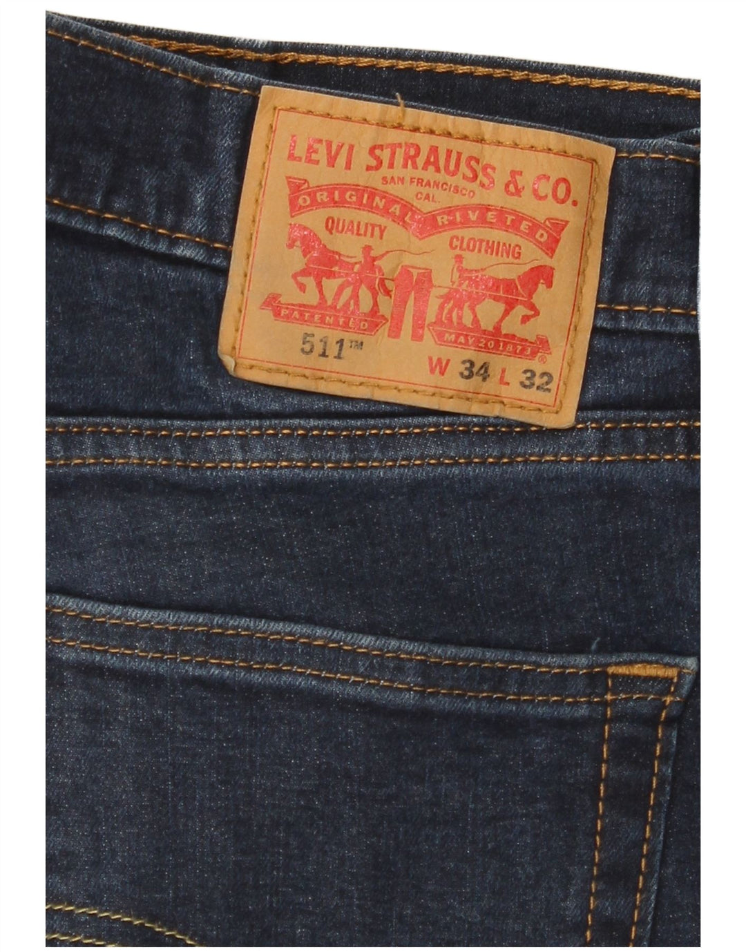 LEVI'S Herre 511 Slim Jeans W34 L32 Marineblå Bomuld