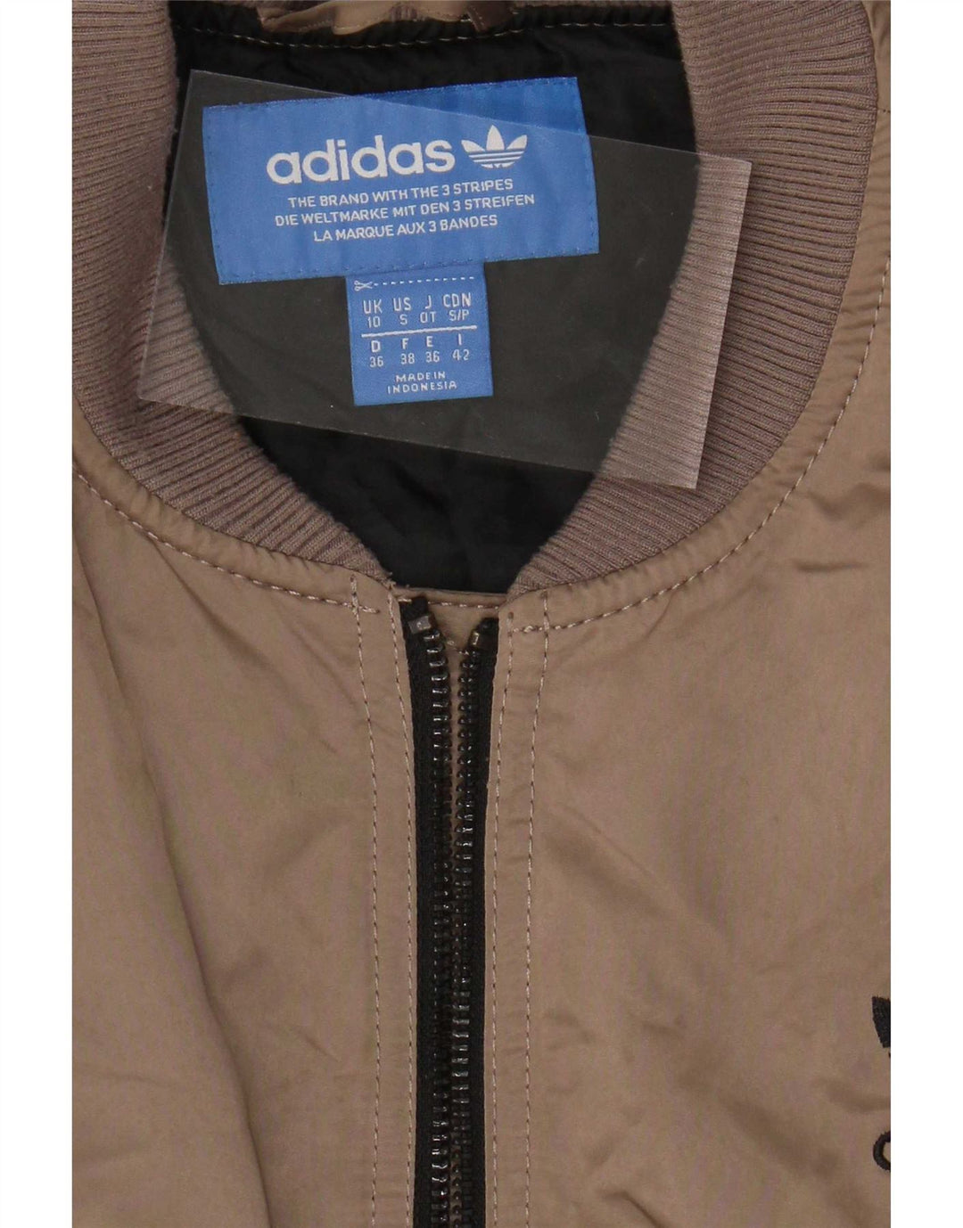Adidas Dame Grafisk Oversized Polstret Jakke UK 10 Small Brown Polyester