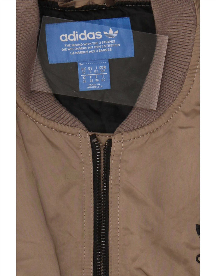 Adidas Dame Grafisk Oversized Polstret Jakke UK 10 Small Brown Polyester