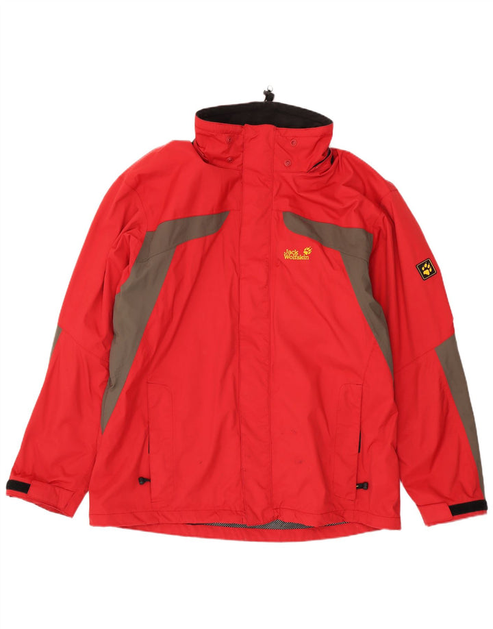 Jack Wolfskin Regnjakke til mænd UK 48 2XL Rød Colourblock Polyamid