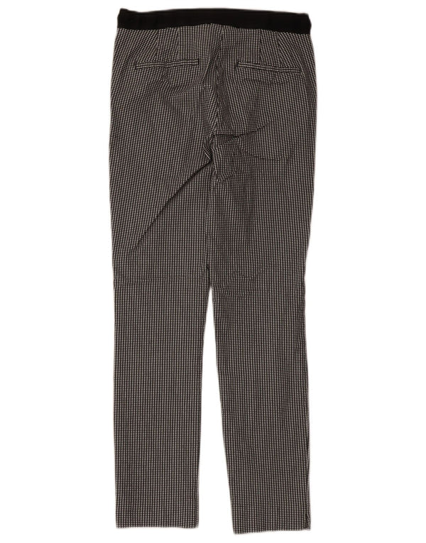 Zara Dame Slim Cropped Trousers Medium W28 L25 Sort Gingham Viscose