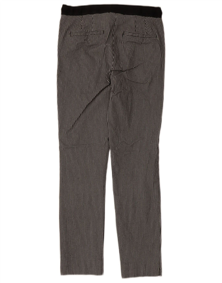 Zara Dame Slim Cropped Trousers Medium W28 L25 Sort Gingham Viscose