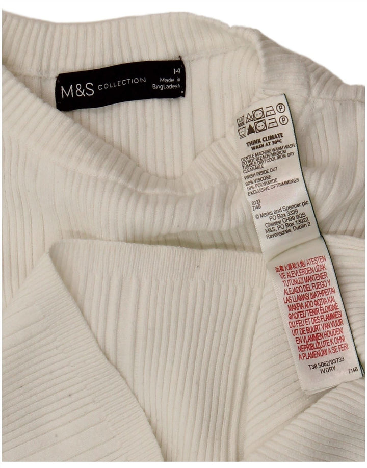 Marks & Spencer Dame Crop Top Langærmet UK 14 Medium White Viscose