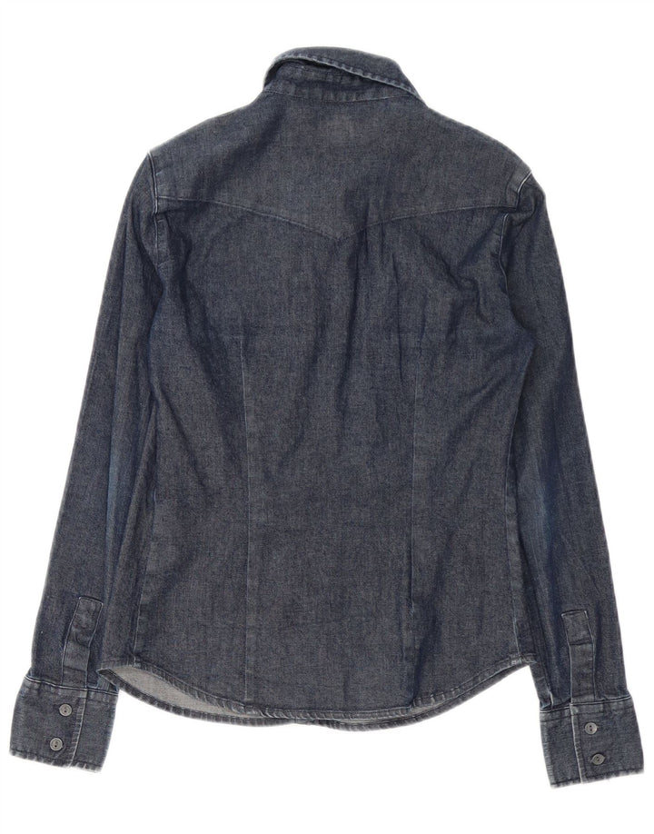 CALVIN KLEIN JEANS Denimskjorte til kvinder UK 12 Medium Navyblå Bomuld