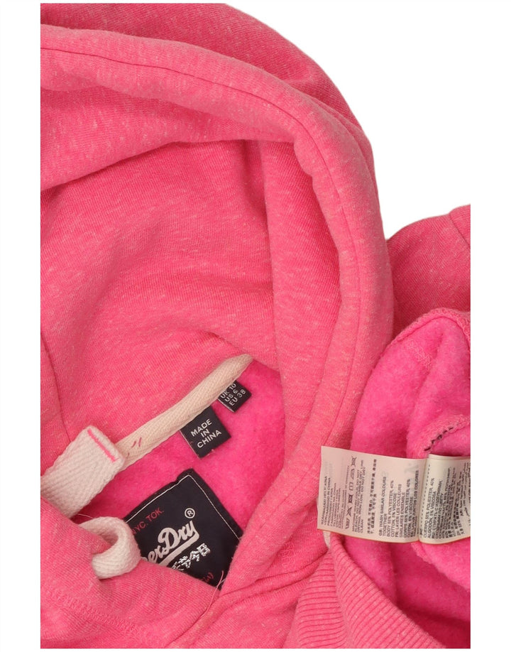 Superdry grafisk hættetrøje til kvinder UK 10 Small Pink Flecked Polyester